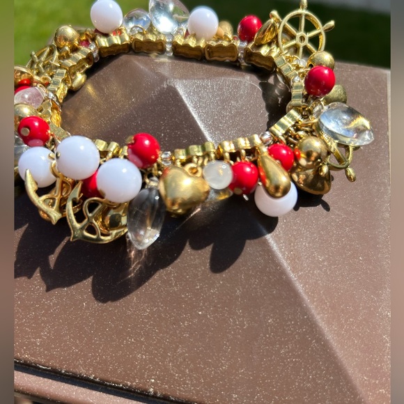 NWOT Red White and Gold Nautical Bracelet - Picture 2 of 3
